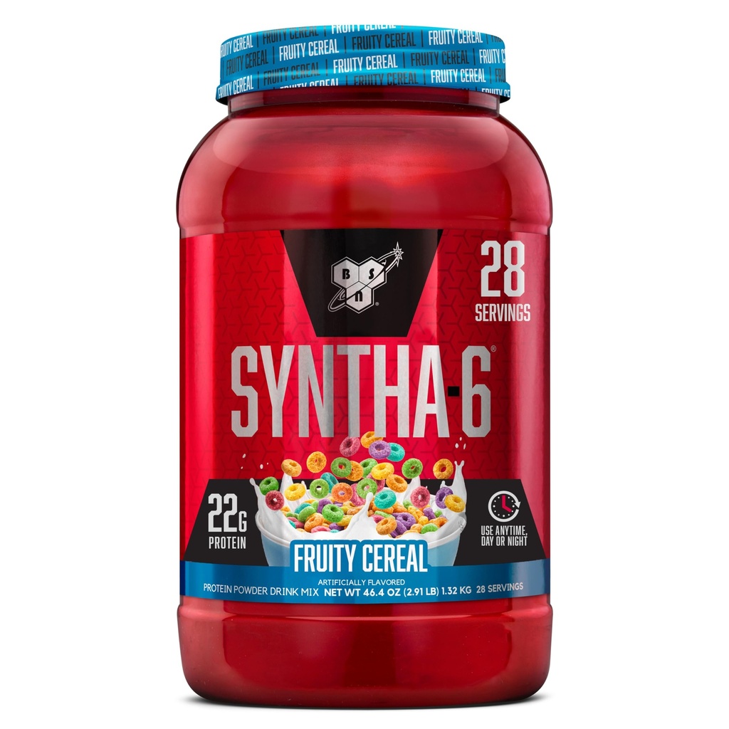 BSN SYNTHA-6 Premium Protein Powder with 6g of Fiber, Syney Protein, Micelar Casein, Milk Protein Isolate Blend, 5g Fat, Fruity Cereal, 28 Servings (Balení květen Vary)