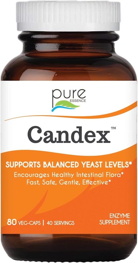 Pure Essence Candex Dodatek - Kvasinkový přerůstání dodatek s trávicí enzymy, Kvasinková infekce Probiotická léčba pro muže a ženy - 80 Kapsle