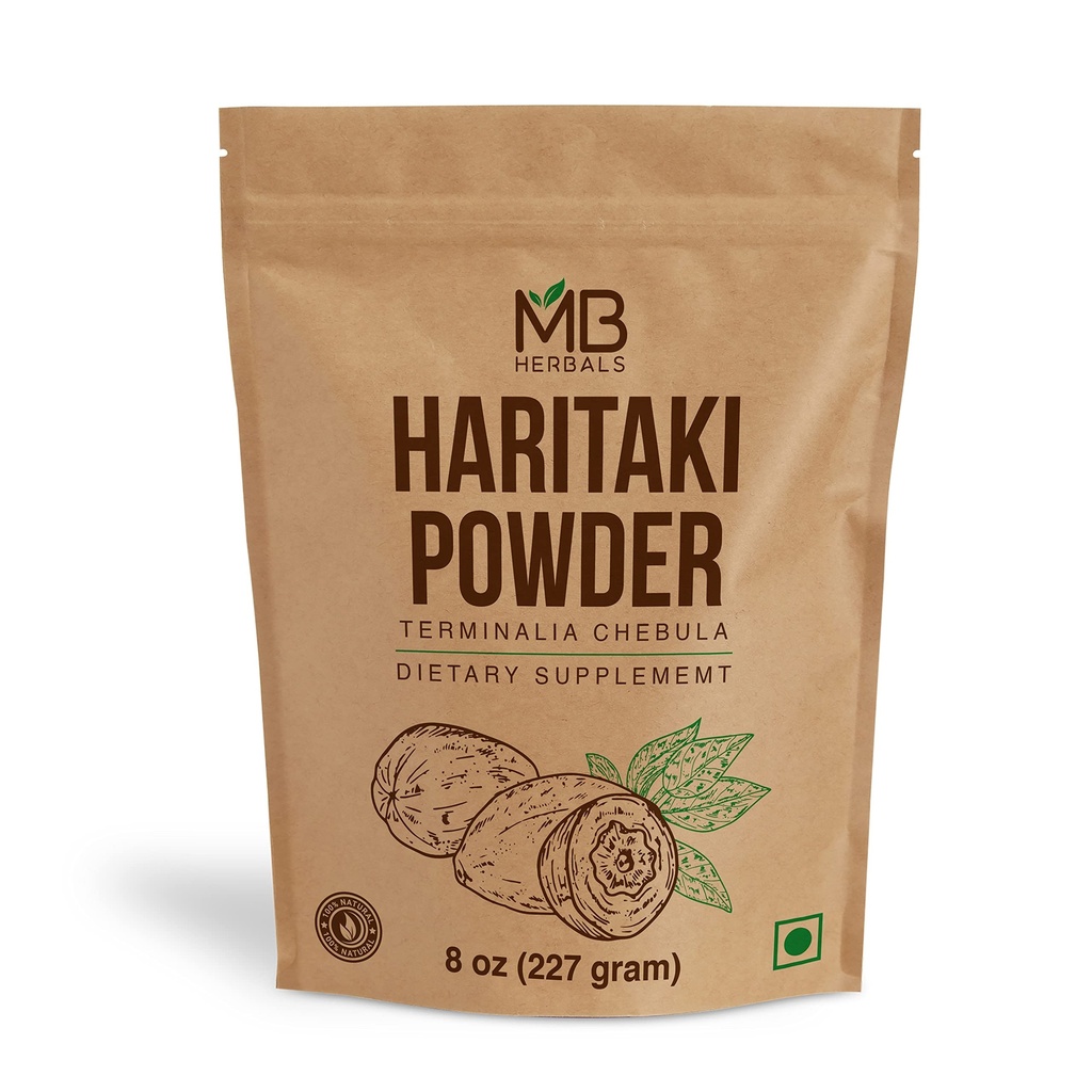 MB Herbals Haritaki Powder 8 oz / 227 Gram / 0, 5 lb OF 124; Inknut Powder OF 124; Terminalia chebula Harde Chebulic Myrobalan OF 124; Gluten Free OF 124; No Preservstives