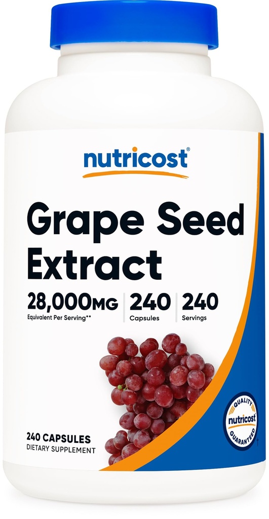 Nutricost Grape Seed Extract 28,000mg, 240 Capsule - Non- GMO, Gluten Free, Vegetarian Friendly