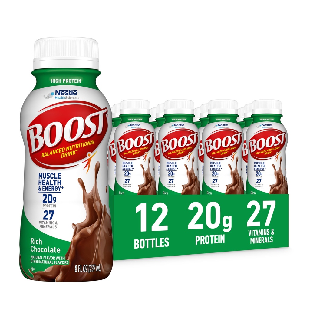 BOOST High Protein Ready to Drink Balanced Nutritional Drink, Rich Chocolate, 8 FL OZ (balení po 12)
