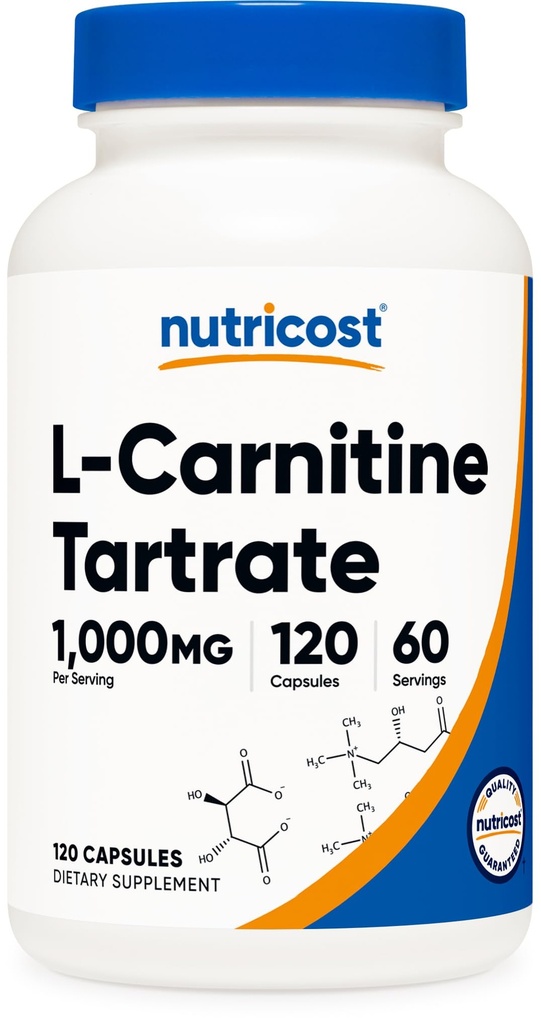 Nutricost L- Carnitin Tartate 1000mg, 120 tobolek - 500 mg na tobolku (60 porcí)