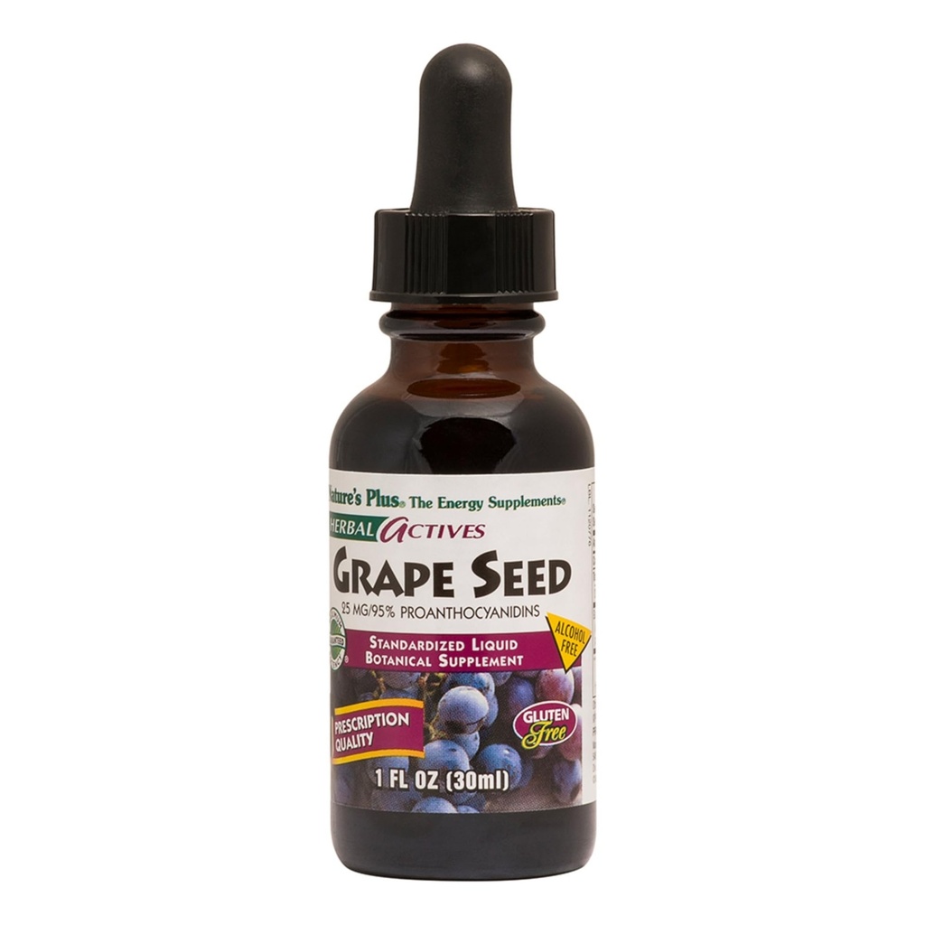 Natures Plus Bylinné Actives Grape Seed 25 mg Tekutá suspenze - Vegan Drops, 1 fl oz - Vegetarian, Gluten- Free - 30 Služeb
