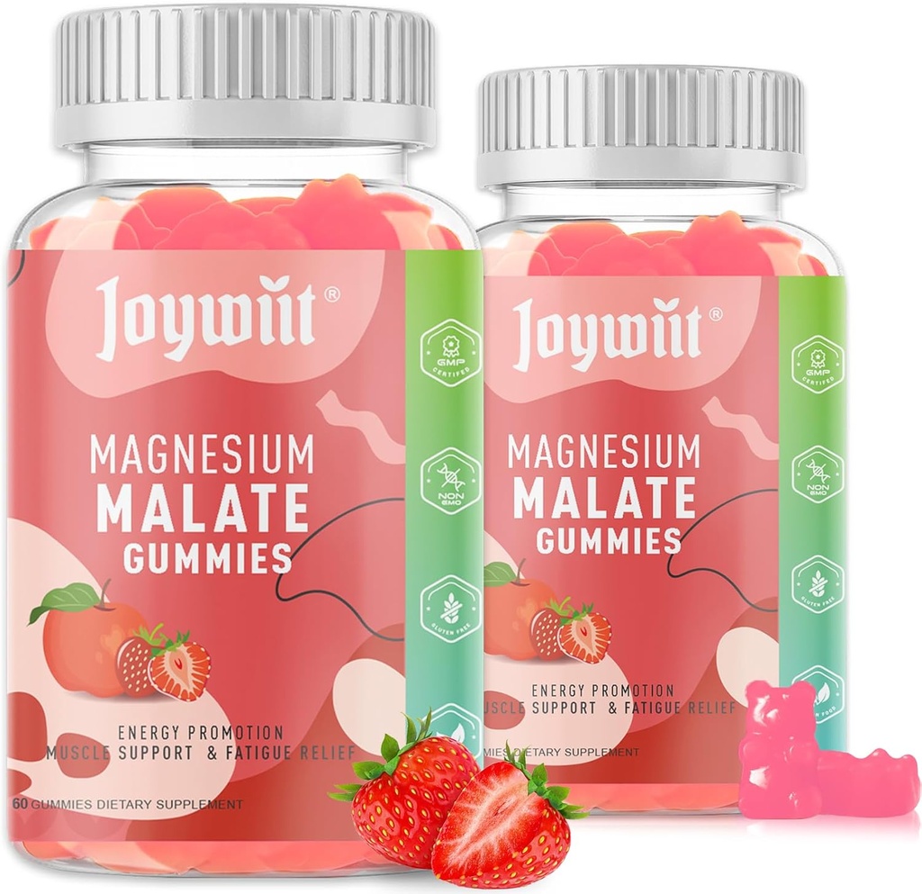 Magnesium Malate Gummies 1000mg PHARMAN 124; Magnesium Malate Supplement with L- Theanine, CoQ10 & Vitamin B6 PHARMAL 124; High Potency Stress Relief & Muscle Support PHARMAL 124; Non- GMO, Vegan, Gluten- Free Gluten- Free Glumies 124; 120 Gummies