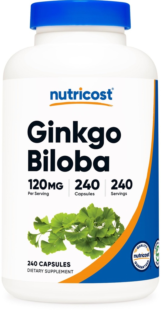 Nutricost Ginkgo Biloba 120mg, 240 tobolek - Extra síla Ginkgo Biloba Extract - Gluten Free & Non- GMO