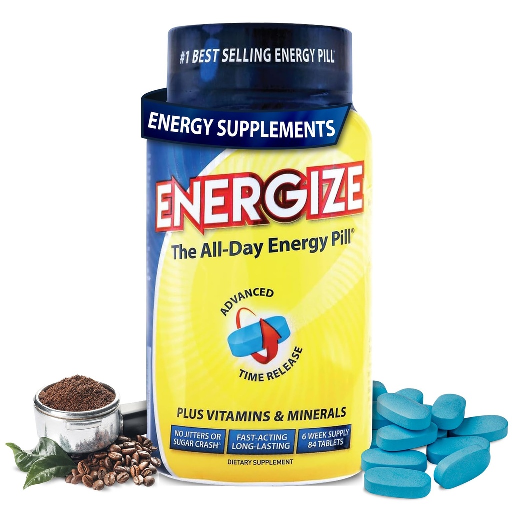 iSatori Energize Kofeinové pilulky - Rychlé hraní All- Day Energy Dodatek s Time Release Kofein & Natural Nootropic Support - No Jitters or Crash - Energetické vitamíny pro muže a ženy - (84 Tablety)