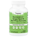 Vitacost Resveratrol + extrakce hroznového semene a červeného vína -- 240 Kapsle