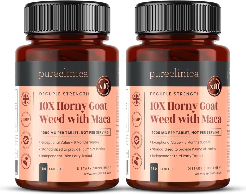 10X Horny Goat Weed Extract (3750mg) Maca Extract (2500mg) x 360 tablet (2 láhve 180) - 1 rok dodávky