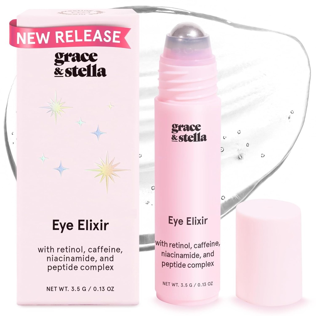 Grace & stella Under Eye Serum - Retinol & Caffeine Eye Serum for Puffness, Dark Circles, Wrinkles - Veganská péče o pleť