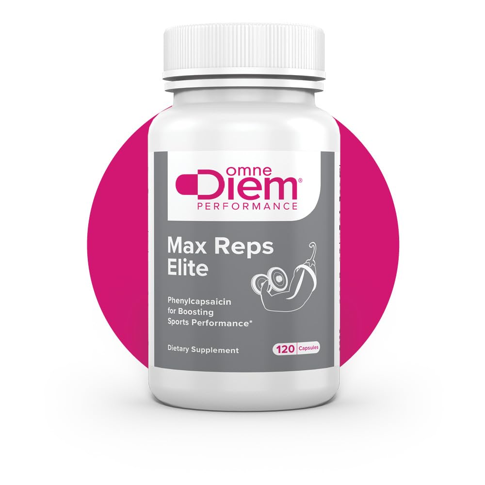Omne Diem Max Reps Elite Kapsle - Phenylcapsaicin Sportovní výkon Dietní dodatek - Podporuje maximální cvičení a zotavení a snižuje únavu - pro muže a ženy - 120 ct