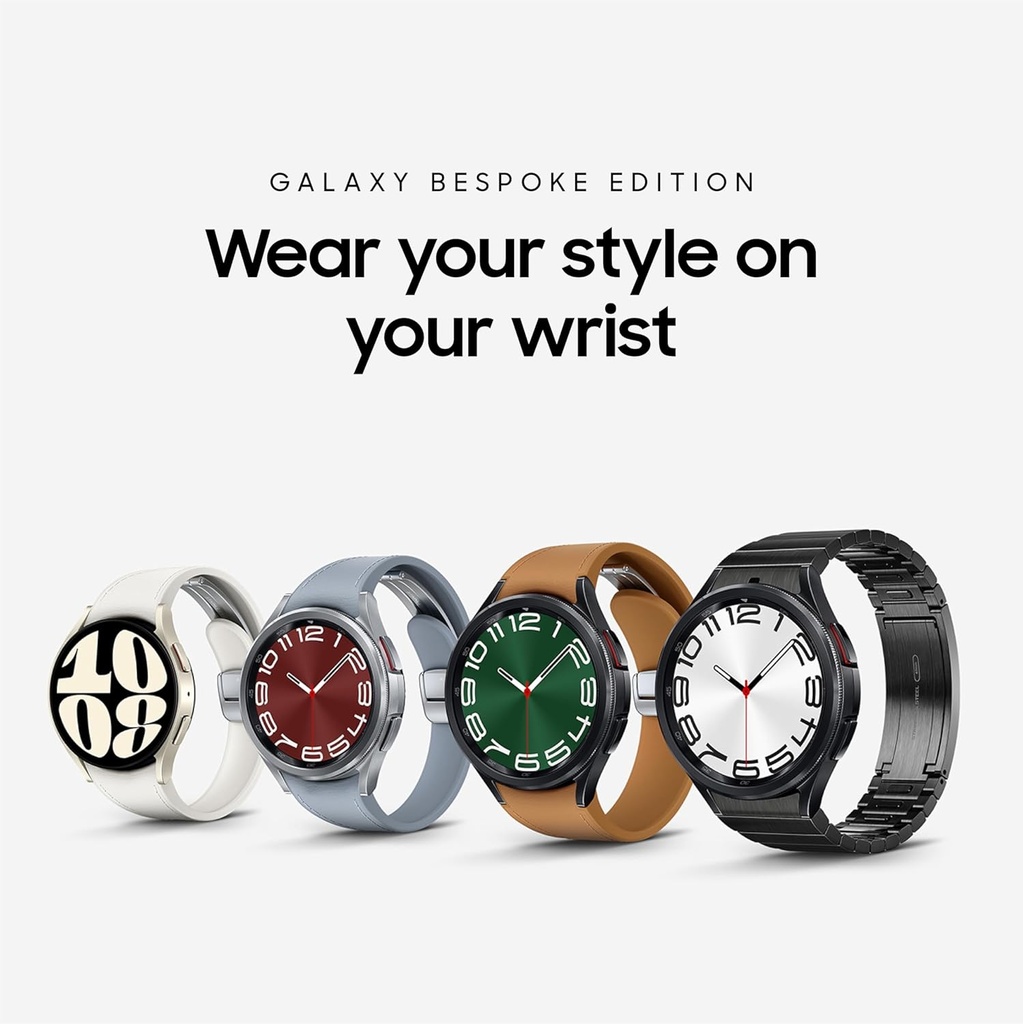 SAMSUNG Galaxy Watch 6 Bespoke Edition 43mm Exkluzivní Bluetooth Smartwatch, Zdraví, Fitness, Spánek, HR Tracker, Zlepšená baterie, Sapphire Crystal Glass, US Version, Silver D-Buckle Band, Hybrid Blue