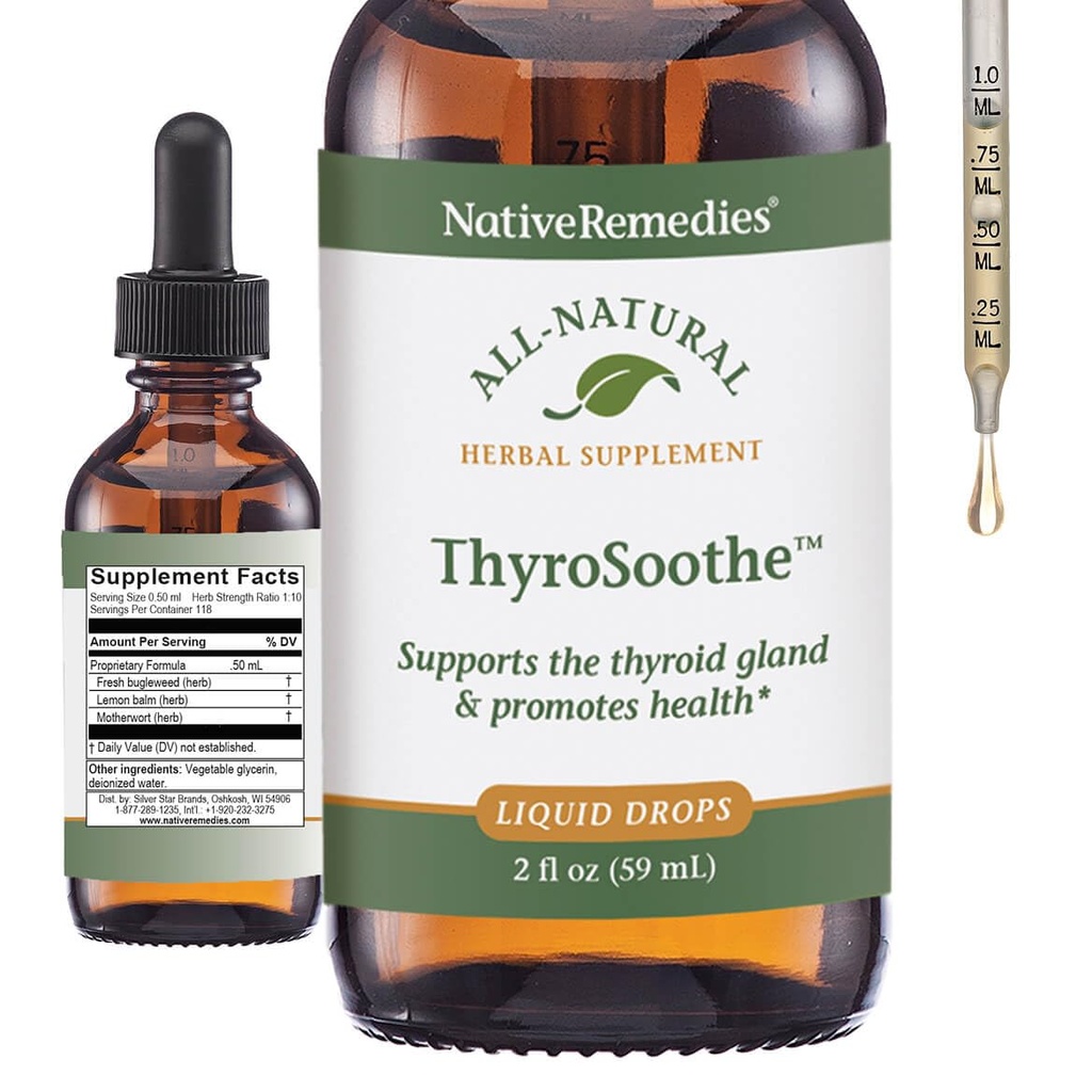 Native Remedies ThyroSoothe - Všechny přírodní Bylinné Supplement Soothes The Thyroid Gland - Podporuje systémovou rovnováhu v endokrinním systému a štítné žlázy - 59 ml