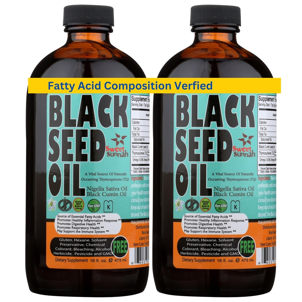 180 dní Premium 2 Pack 16- Ounce Turkian Black Seed Oil - 3X Thymoquinone Optimal - Cold- Pressed, Přírodní zdroj antioxidantů - od Sweet Sunnah