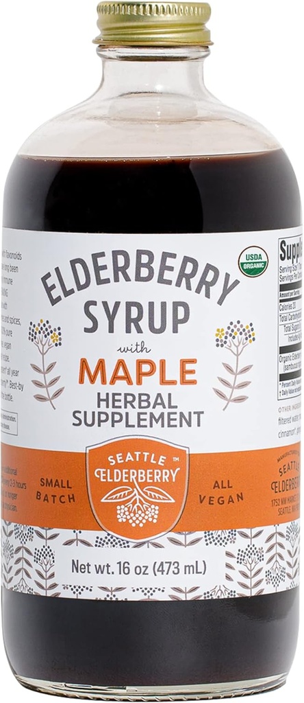 Sirup s javorovým sirupem - Delicious, Vegan, gluten- Free Bylinný dodatek s potenciálními imunitními výhodami vyrobenými pouze z organických složek v malých dávkách v USA - 16 oz
