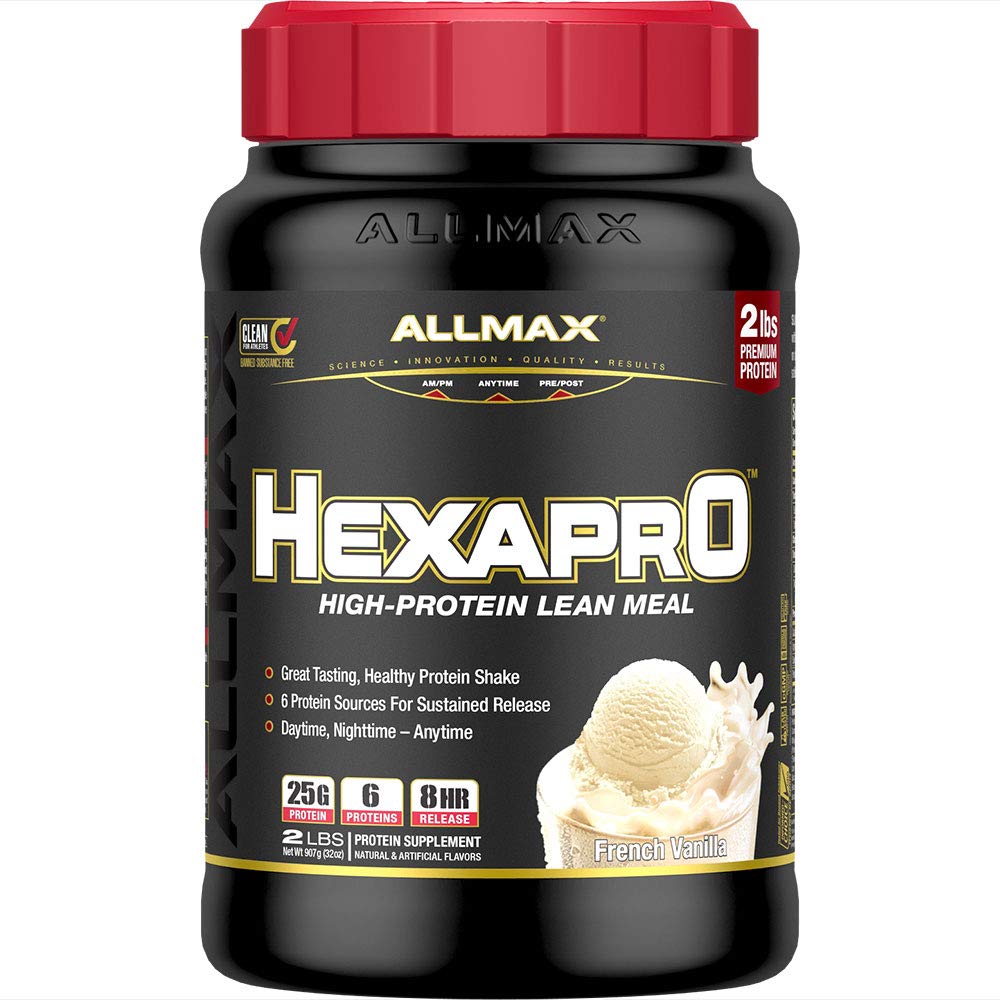 ALLMAX HEXAPRO, French Vanilla - 2 libry - 25 gramů proteinu per Serving - 8hodinová trvalá verze - Nulový cukr - 21 Služeb