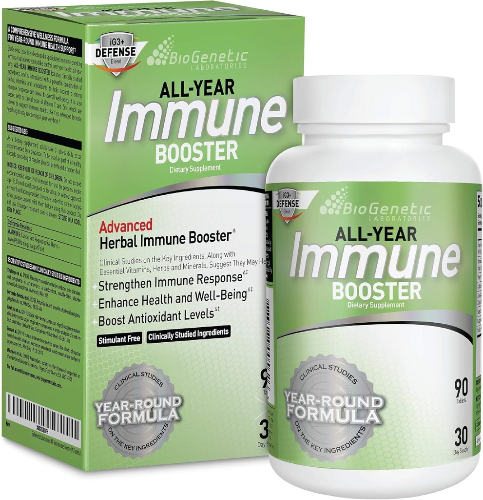 Biogenetická laboratoř Imunitní Booster s Elderberry, Vitamin C, Vitamin A, Vitamin D, a zink - Multi- System Imunitary Defense and Herbal Imunitary Support - Year- Round Potent Support (90 Kapsle)