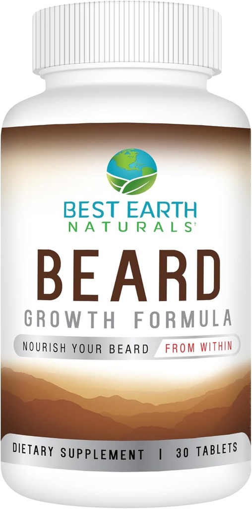 Nejlepší Naturals Beard Růstový vzorec pro muže vitaminy, živiny, Biotin, Saw Palmetto, a PABA pro růst obličejových vlasů 30 Počet
