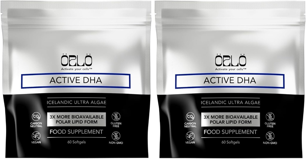 Orlo DHA - Veganský dodatek DHA (EPA & DHA) - Omega 3 Fish Oil & Krill Alternative - Plant- Based Omega-3 Algae Oil - Brain & Heart Support (120 Mini Neškodné Softgels)
