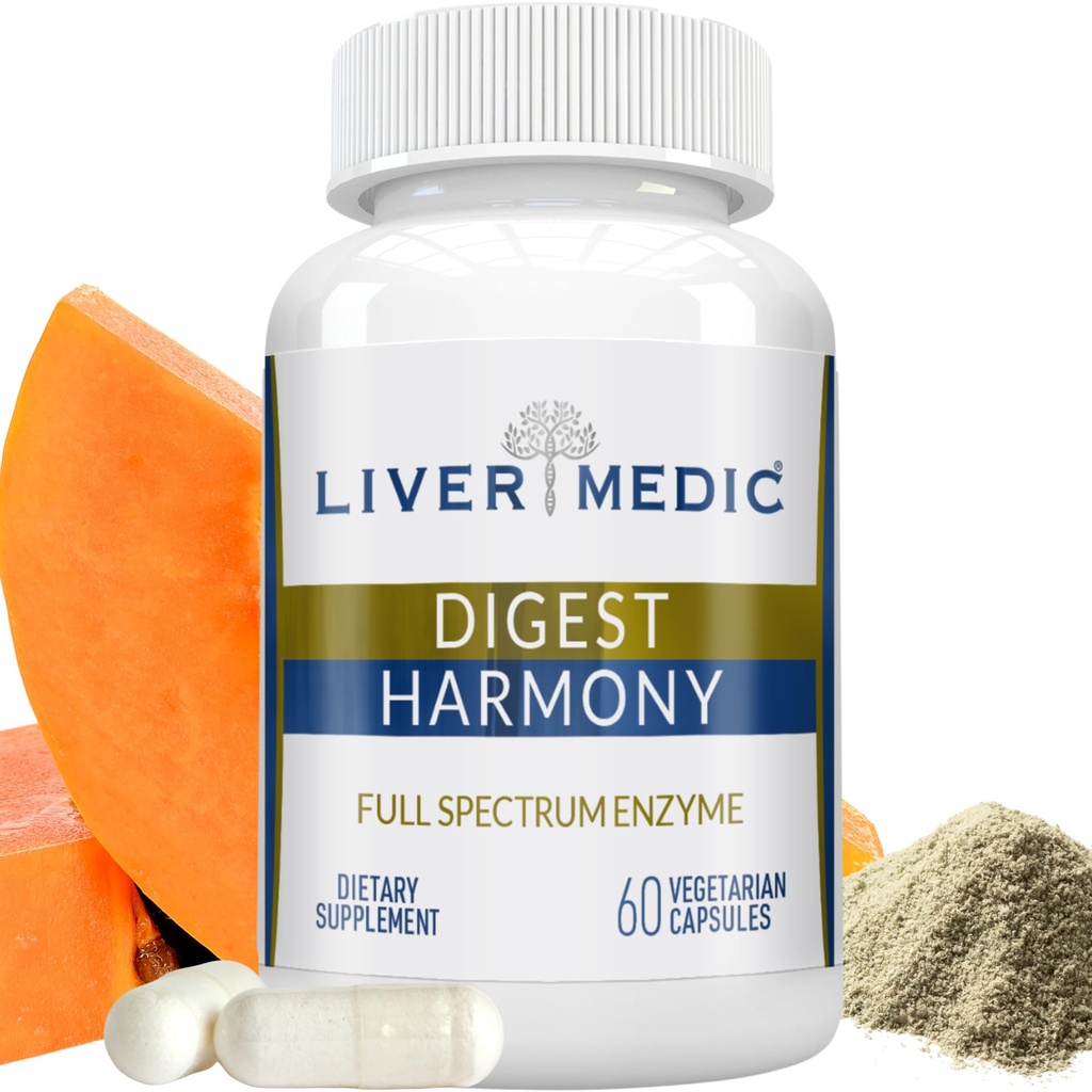 Digest Harmony Maximální síla Digestive Enzymy Gluten Citlivost Lipáza, Protéza, Celluláza, Aloe Vera pro žlučník, Bloating Relief and Digestive Discomform - 60 Kapsle