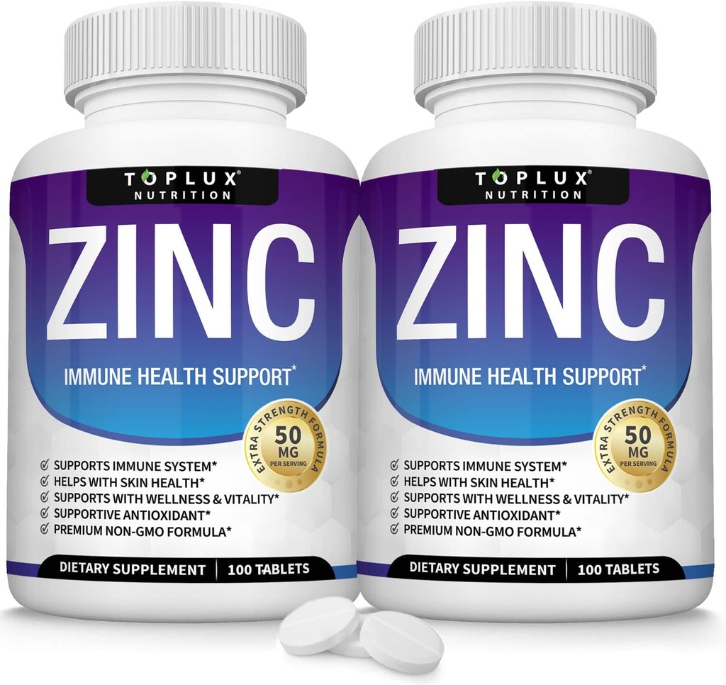 Zinek doplněk 50mg pro imunitní podporu - čistý přírodní oxid zinečnatý na posílení imunitního systému, kůže a antioxidant podpora, vysoká účinnost imunitního booster, pro muže ženy, 100 tablet