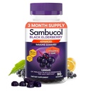 Sambucol Elderberry Gummies pro dospělé s vitaminem C; Zink; Sambucus Elderberry Gummies pro imunitní podporu s vysokými antioxidanty; gluten Free; Vegan; 1 Gummy per Serving; 90 Počet (90 Day Supply)