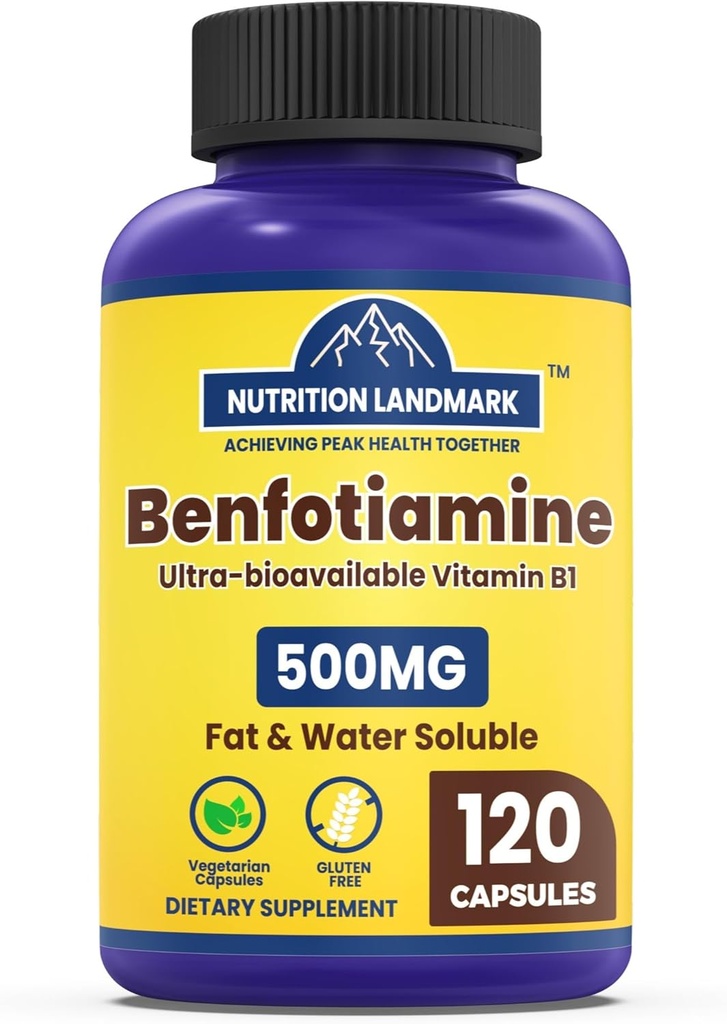 Benfotiamin 500mg, 120 Kapsle - Gluten Free, Non- GMO, a Vegetarian Friendly