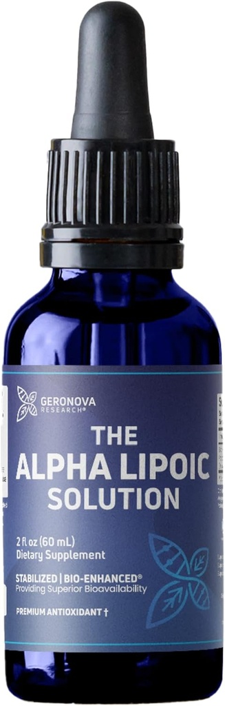 Geronova Výzkum Alpha Lipoic Solution, 2 fl oz - 2 Month Supply - Stabilizované Bio- Enhanced Alpha Lipoic Acid Lipoic Liquid pro Superior Biologická dostupnost - ALA dodatek s rychlou absorpcí