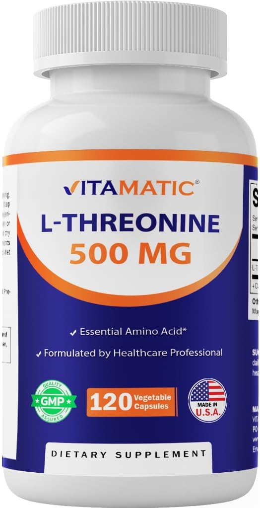 Vitamatic L- Threonin 500mg - 120 Rostlinné kapsle podporuje zdravé jaterní, kardiovaskulární a strukturální funkce