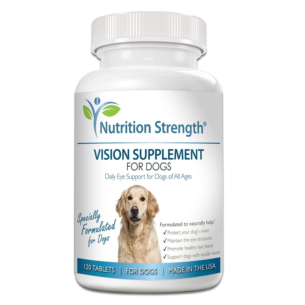 Oční péče o psy Denní Vision Dodatek s Lutein, Zeaxanthin, Astaxanthin, CoQ10, Borůvkové antioxidanty, Vitamin C, Vitamin E Podpora pro problémy s očima psa, 120 žvýkací tablety