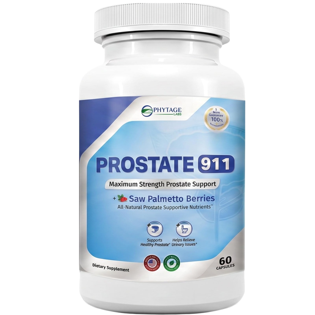 Prostate 911 Pánský doplněk zdraví - Saw Palmetto Podpora Prostate Function (60 Kapsle)