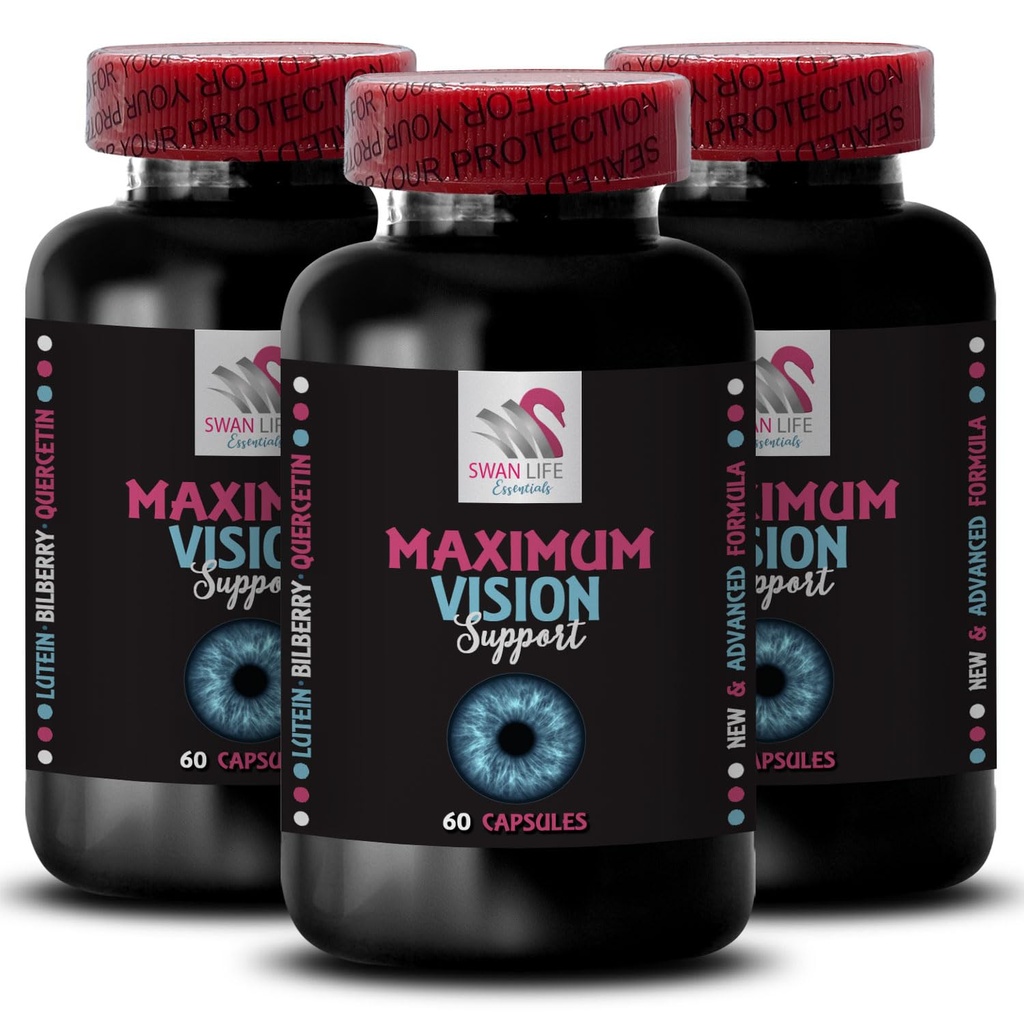 Oční podpora - EYE VISION SUPPLMENT - Jasnost čočky, Oostřovač ohniska, Jasné scény, Oční ostrost, Křišťálová čirá viditelnost, Vizuální boost, Podpora Focus, Očišťovací vidění, Oostření výhoda 3 Lahvička 180 Caps
