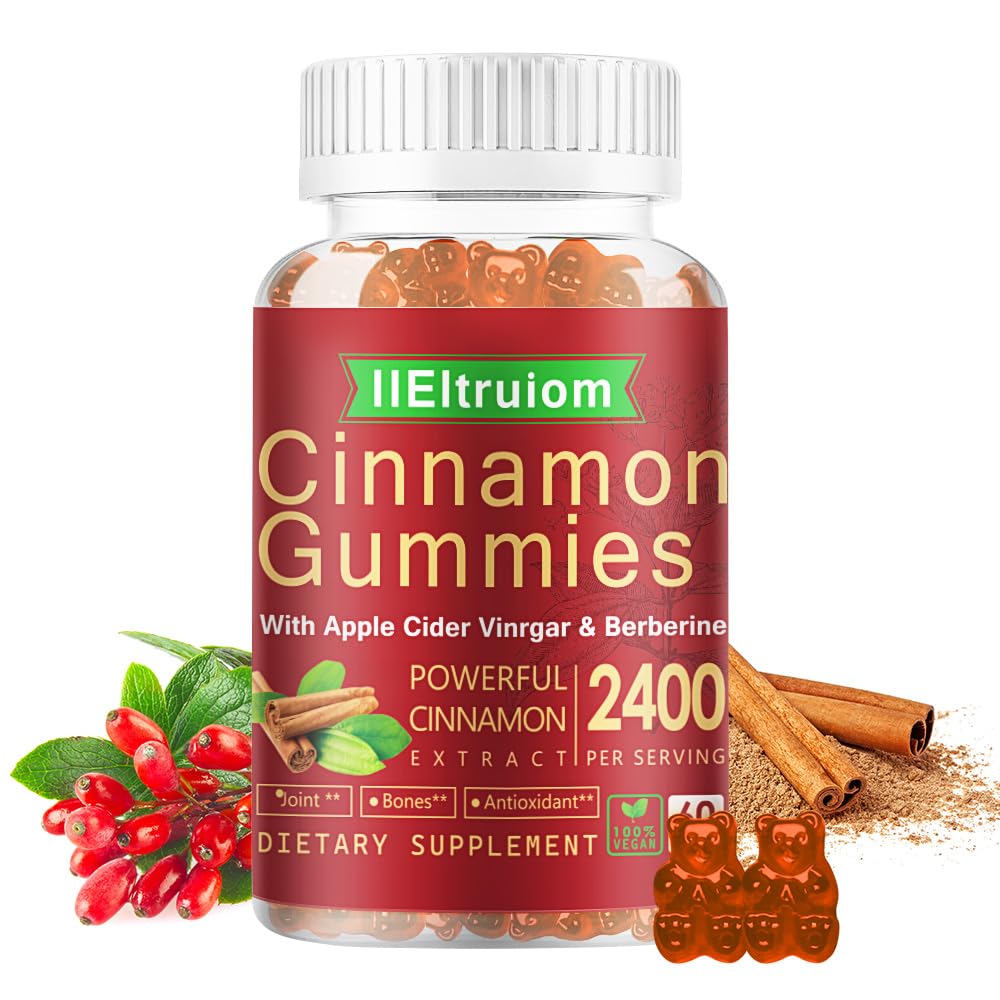 Ceylon Skořice Gummies, Ceylon Skořice 2400mg s Berberine, Kurkuma, jablečný ocet, hořký melon, chrom - 60 Counts