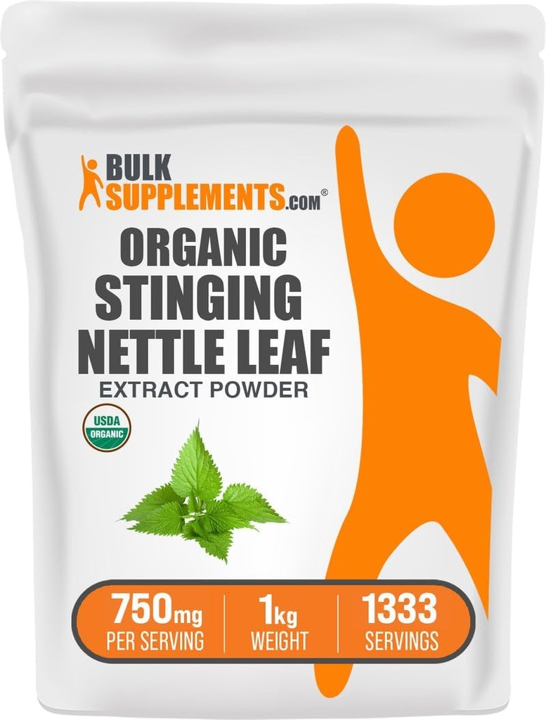 BulkSupplements.com Organic String Nettle Extract Powder - Nettle Leaf Extract, Bylinný dodatek - Vegan & gluten Free, 750mg per Serving, 1kg (2,2 lbs) (Balení po 1)