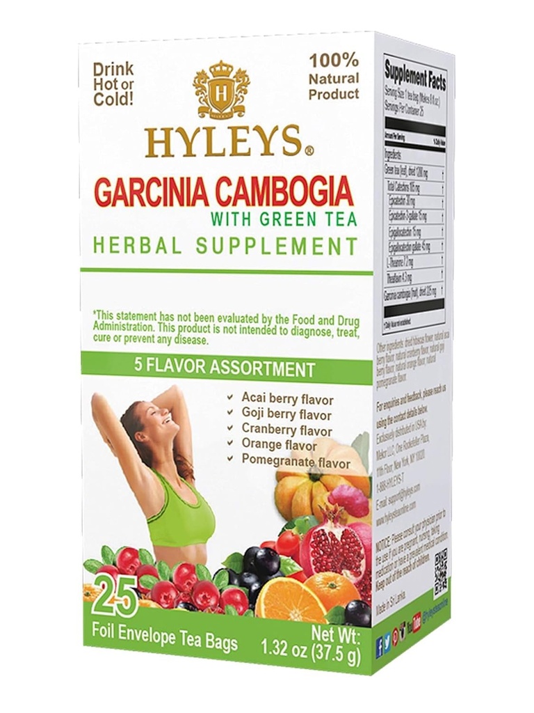 HYLEYS čaj Garcinia cambogia zelený čaj 5 Flavors Assorction - 25 čajových sáčků