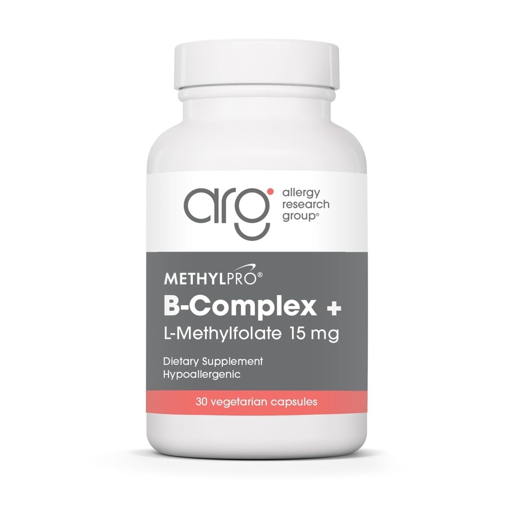 MethylPro B- Complex + L- Methylfolát 15 mg - Methylovaný vitamin B Complex pro ženy a muže, Cellular Energy Support with Folate, Niacin and Biotin, VIT B Supplement - 30 Veganových kapslí
