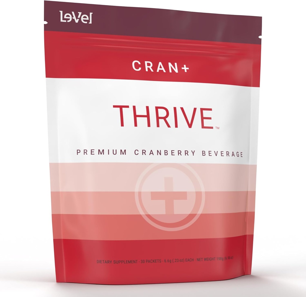 Le-Vel Thrive Cran + 124; Bylinné doplňky Prášek pro močové trakt Zdraví 124; s D-Mannose, Cranberry, jablečný ocet a antioxidanty 124; 30 Packets