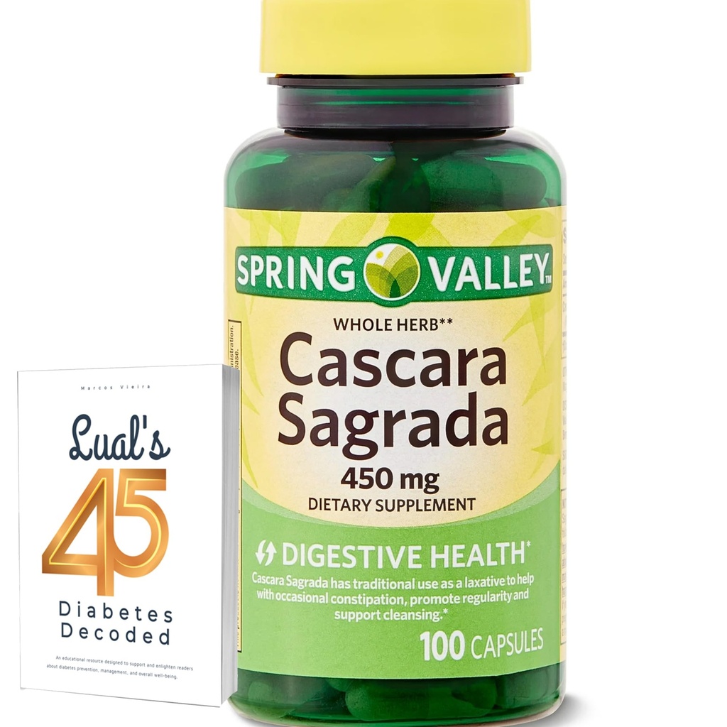 Cascara Sagrada 450mg. Spring Valley Cascara Sagrada 450mg 100 Počet, Celý Herb Cascara Sagrada Digestivní zdravotní doplněk Kapsle Bundle s Luall 45 Diabetes Decoded
