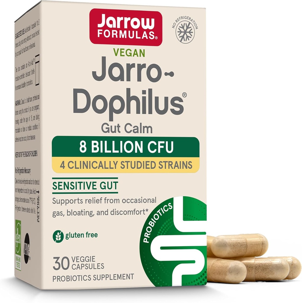 Jarro- Dophilus ® Gut Calm Probiotic, 8 miliard CFU doplněk pro stravitelné zdraví, 30 zpožděné uvolnění kapsle, 30 den dodávky