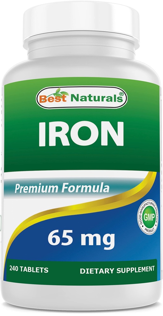 Nejlepší Naturals Iron Supplement - 65 mg - 240 tablet - Non-GMO & gluten zdarma
