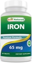 Nejlepší Naturals Iron Supplement - 65 mg - 240 tablet - Non-GMO & gluten zdarma