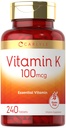 Carlyle Vitamin K 100 mcg IR 124; 240 tablet IR 124; Vegetarian, Non-GMO, Gluten Free IR 124; Vitamin K dodatek
