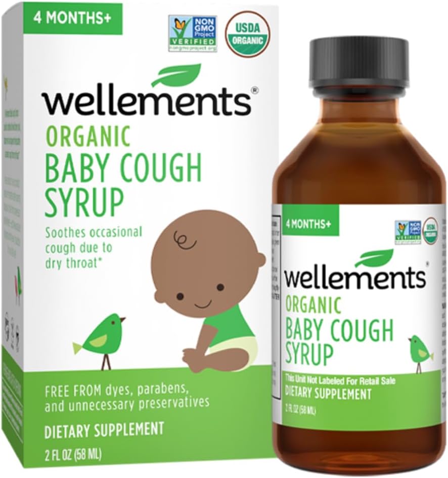 Spotřebitelé Organic Daytime Baby Cough Syruption 124; Soothes Occasional Cough During to Dry Throat * Dr 124; 2 Fl Oz, 4 měsíce +