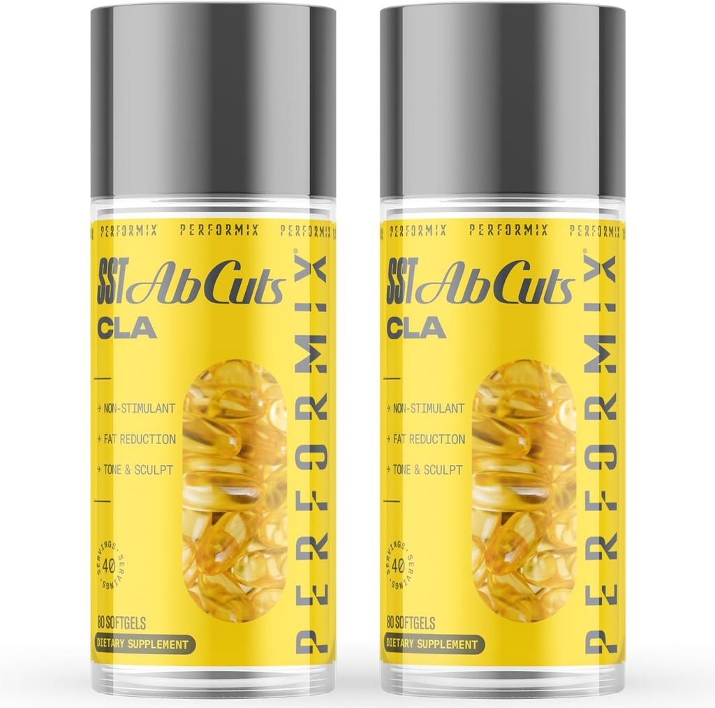 PERFORMIX - SST AbCuts - CLA 1000 mg - Stim Free - Termogenní - Fitness cíle - Metabolismus Booster - Zdraví & Wellness - Safflower Oil, Omega 3, Flax Seed & Vitamin E - Předcvičení - 160 Softgels