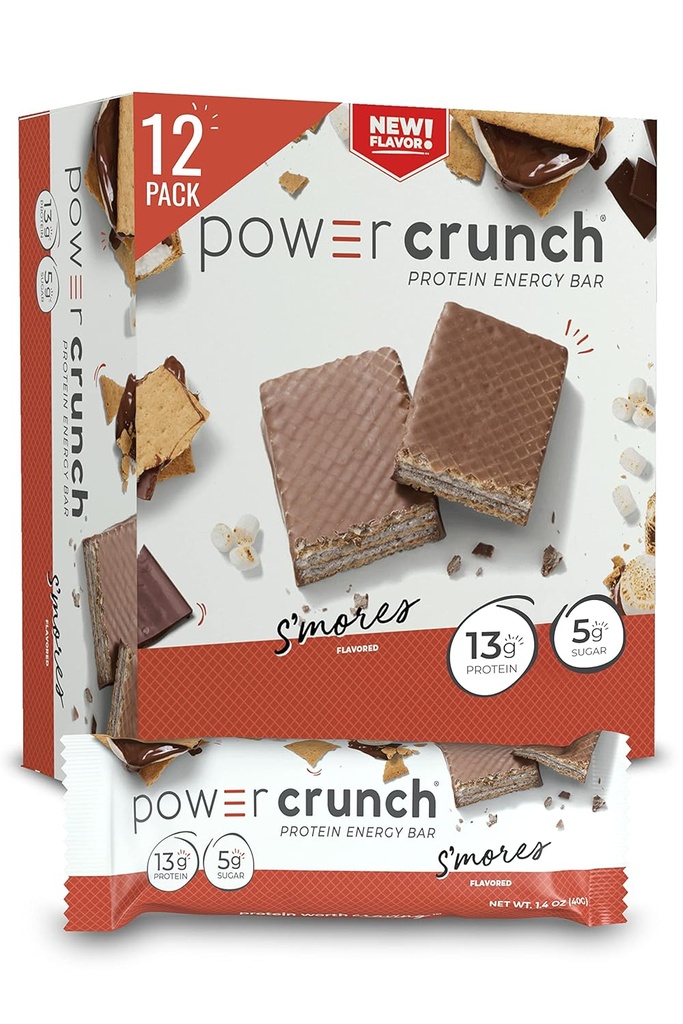 Power Crunch Protein Wafer Bary, High Protein Snacks s vynikající chutí, S 'Mores, 1.4 Ounce (12 Počet)