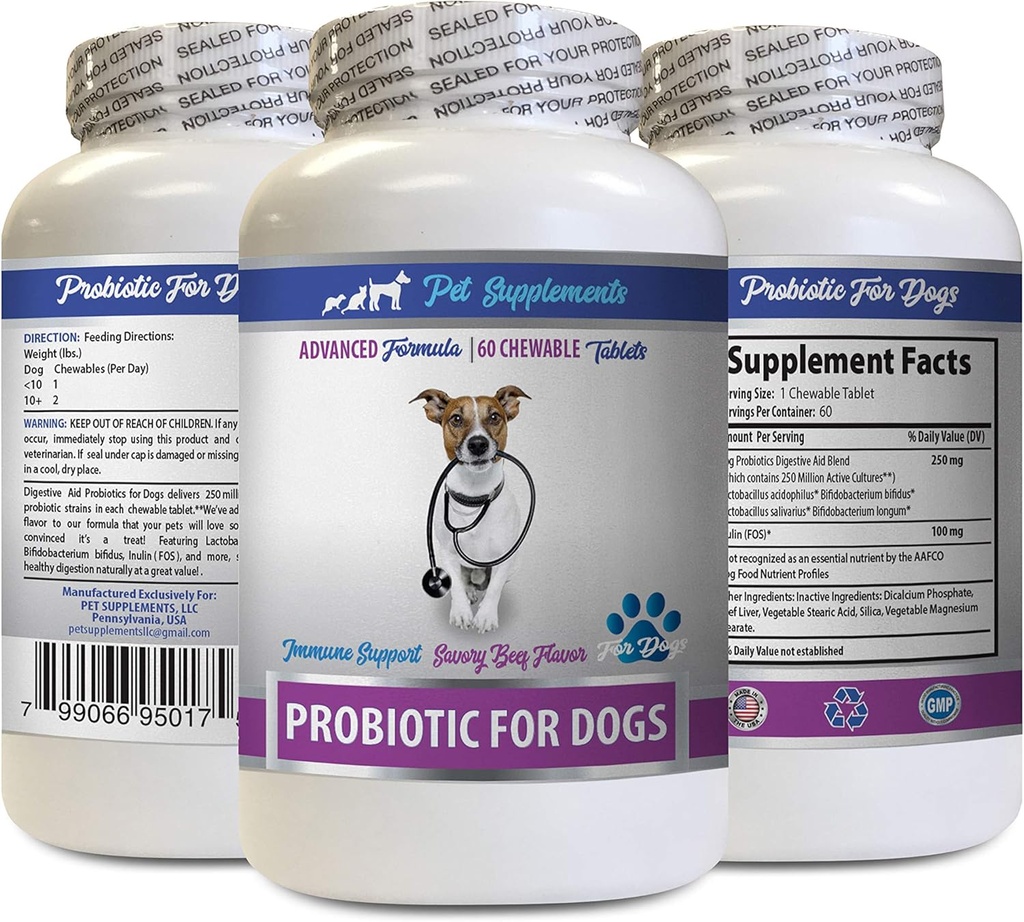 Bad Dog Dech Remedy - PROBIOTIcs for Dogs - Zdravý Gut - Stop gas Diarhea and Bad Breath - Digestive Boost - Psí probiotika Bad Breath - 1 lahvička (60 procedur)