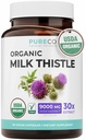 USDA Organic Milk Thistle Kapsle - 80% Silymarin dodatek pro podporu jater - Super Koncentrované 300mg 30: 1 Mléko Thistle Extract Ekvivalent 9,000mg - Mléko Thistle Játra Detox 60 Day Supply