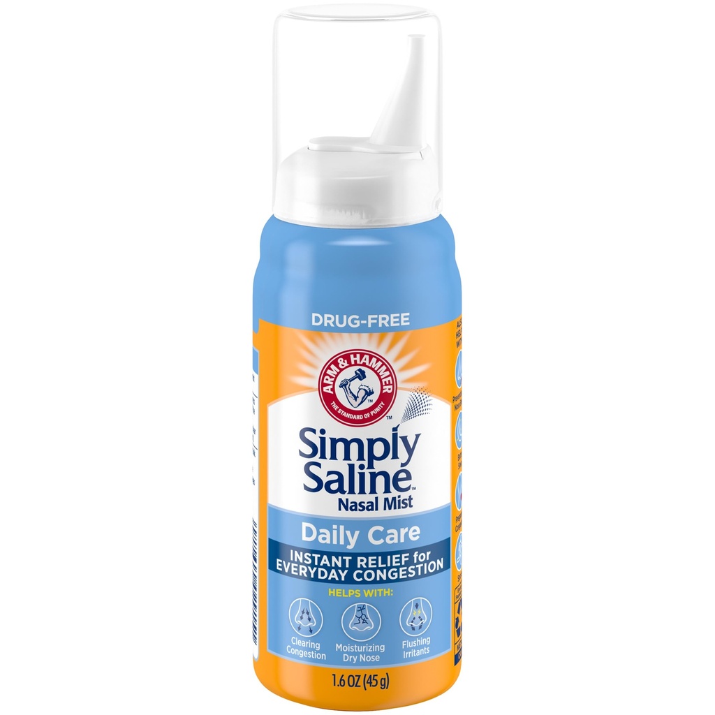 ARM & HAIR Jednoduše Saline Denní péče Nasal Mist, Drug- Free Non- Drowsy Saline Spray pro okamžité Nasal zácpa a alergická úleva, Používejte tak často, jak je třeba, Vhodné k použití, pokud těhotná, 1.6 oz