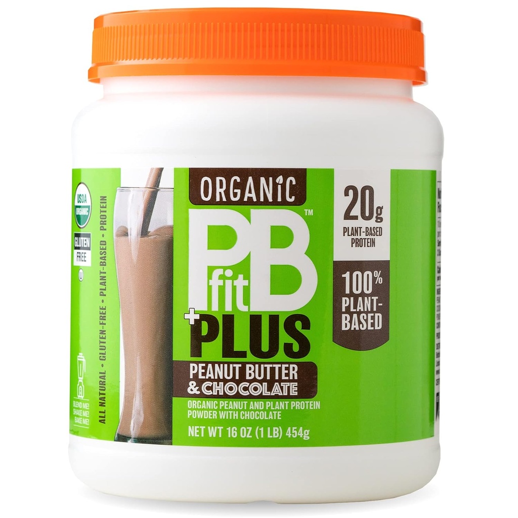PBfit Vegan Organické arašídové máslo & čokoláda Plus prášek, 1 libra