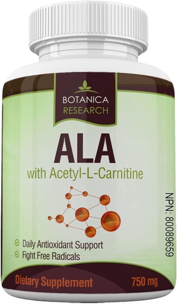 Alpha Lipoic Acid s acetyl L karnitin - ALA ALC Anti Aging Health & Wellness Formule na podporu Nerve Zdraví, Tingling Nohy, Ruce, Limbs 60 Komplexní vitamínové kapsle