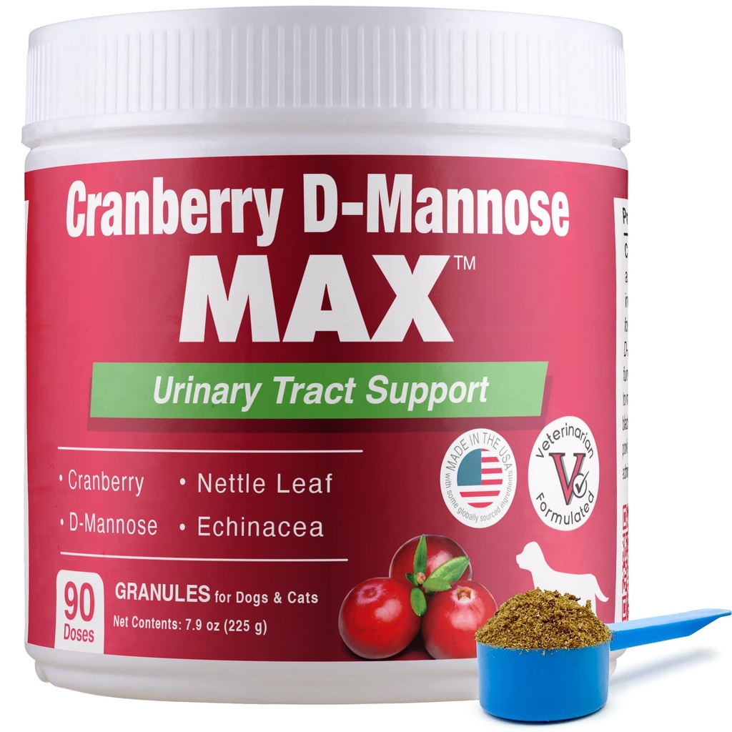 Cranberry D Mannose MAX - Dog Urinary Tract (UT) Zdraví, močová měchýř a ledviny Supplementary - UTI kontrola močového měchýře pro Dogs- Granules (90 dávek)